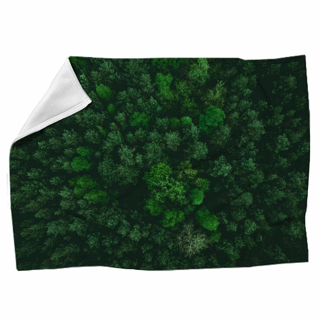 Aerial Forest Blanket, Rainforest Blankets, Nature Sherpa Blanket