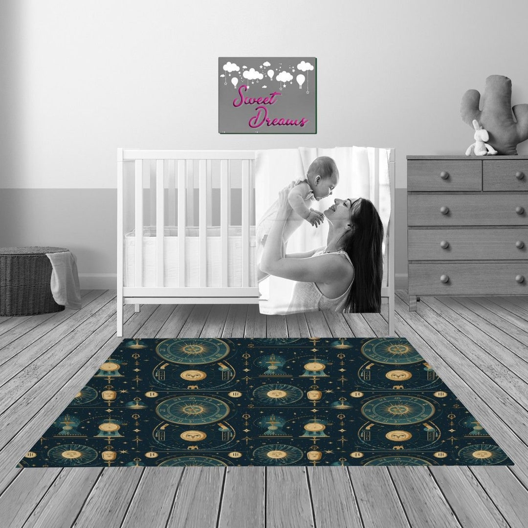 Astrology Nursery Decor Zodiac Nursery Rug Blue Baby Etsy