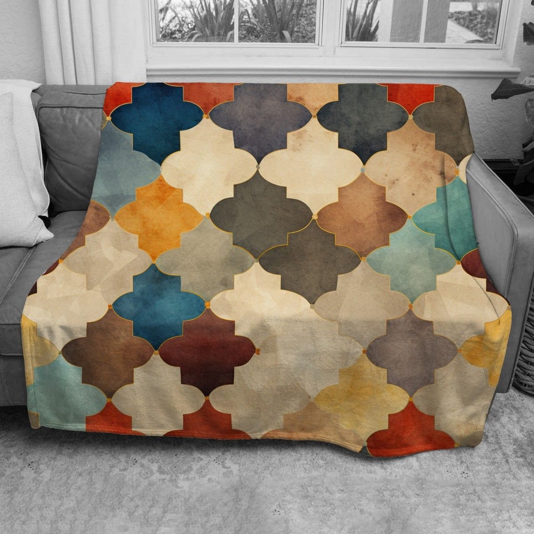 Arabian Blanket Arabic Throw Brown Throw Blanket Trendy Fleece Etsy