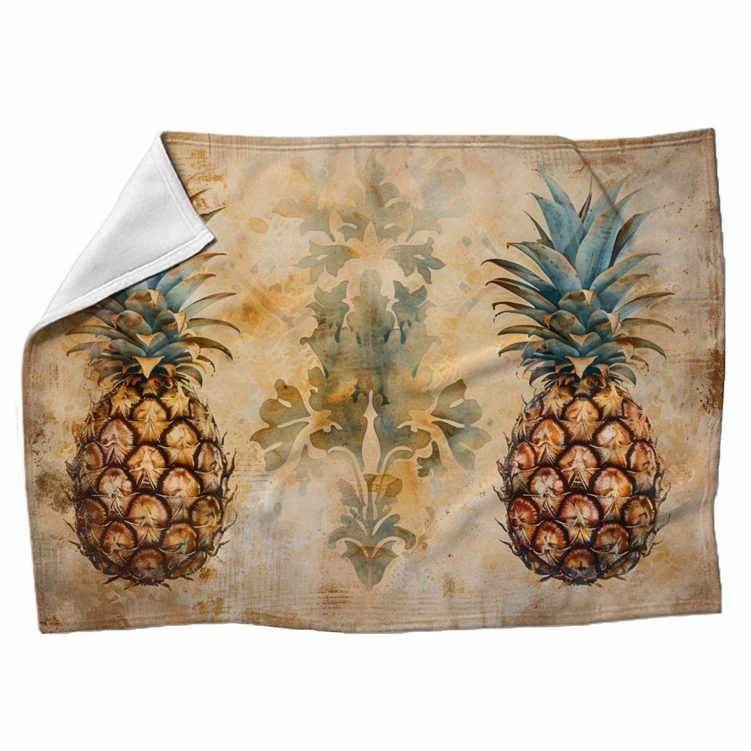 Pineapples Blanket, Tropical Blankets, Exotic Fruits Sherpa Blanket