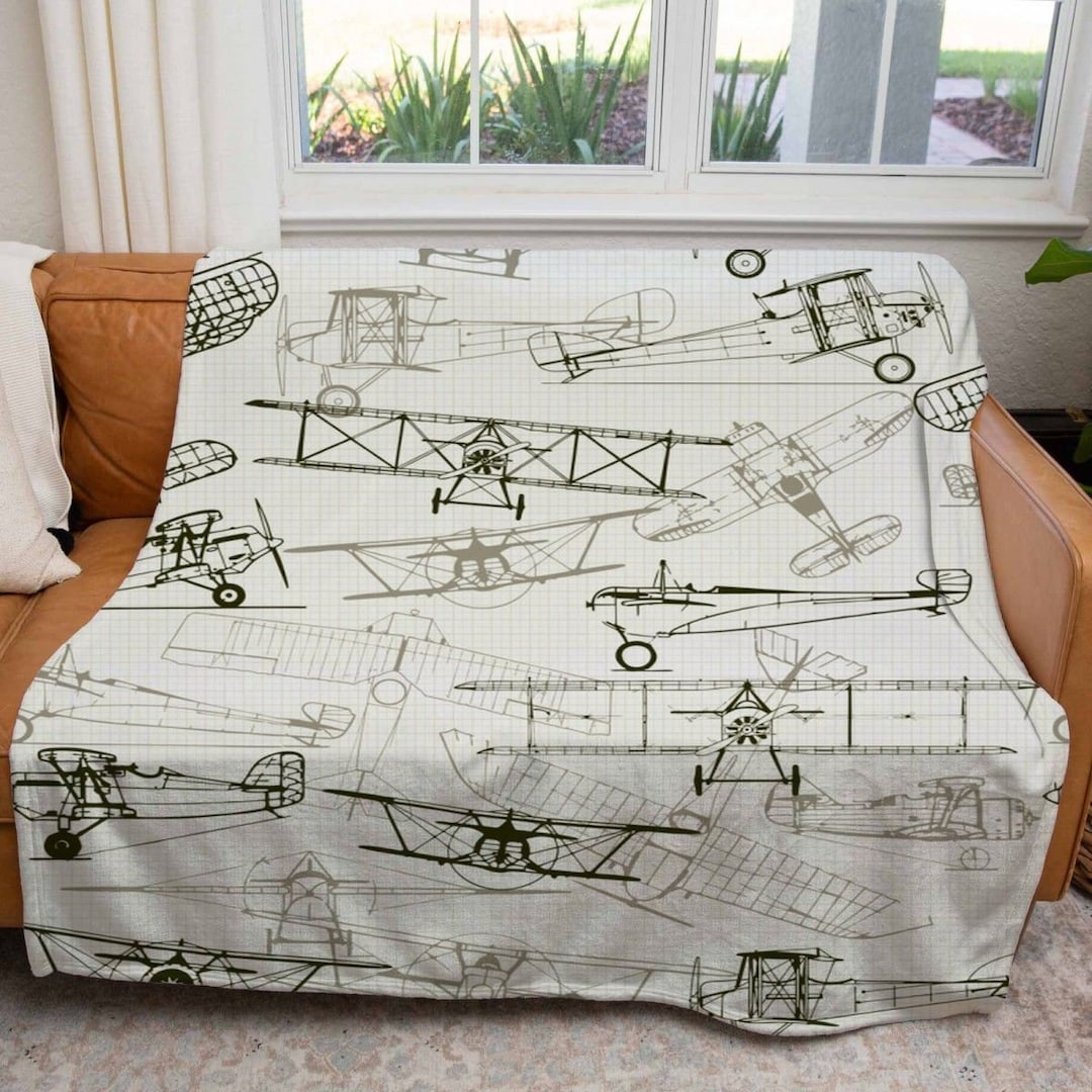 World War II Airplane Blankets Vintage Aircraft Throw Blanket Airplane