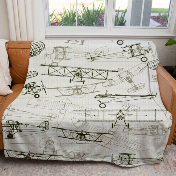 World War II Airplane Blankets Vintage Aircraft Throw Blanket