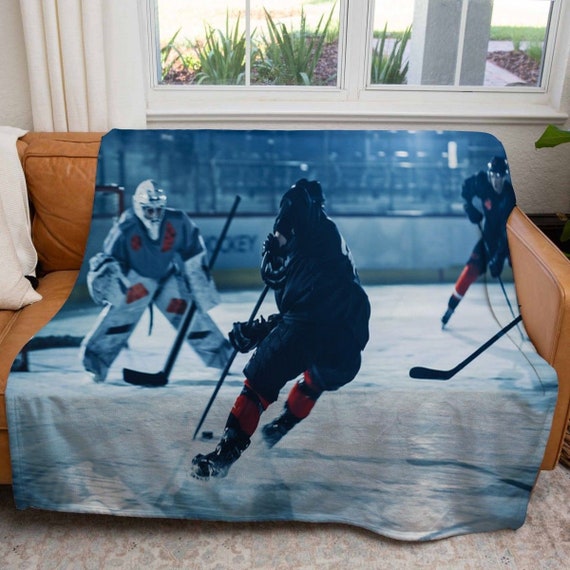 Intense Hockey Players Blankets Hockey Fleece Blanket Blue Etsy