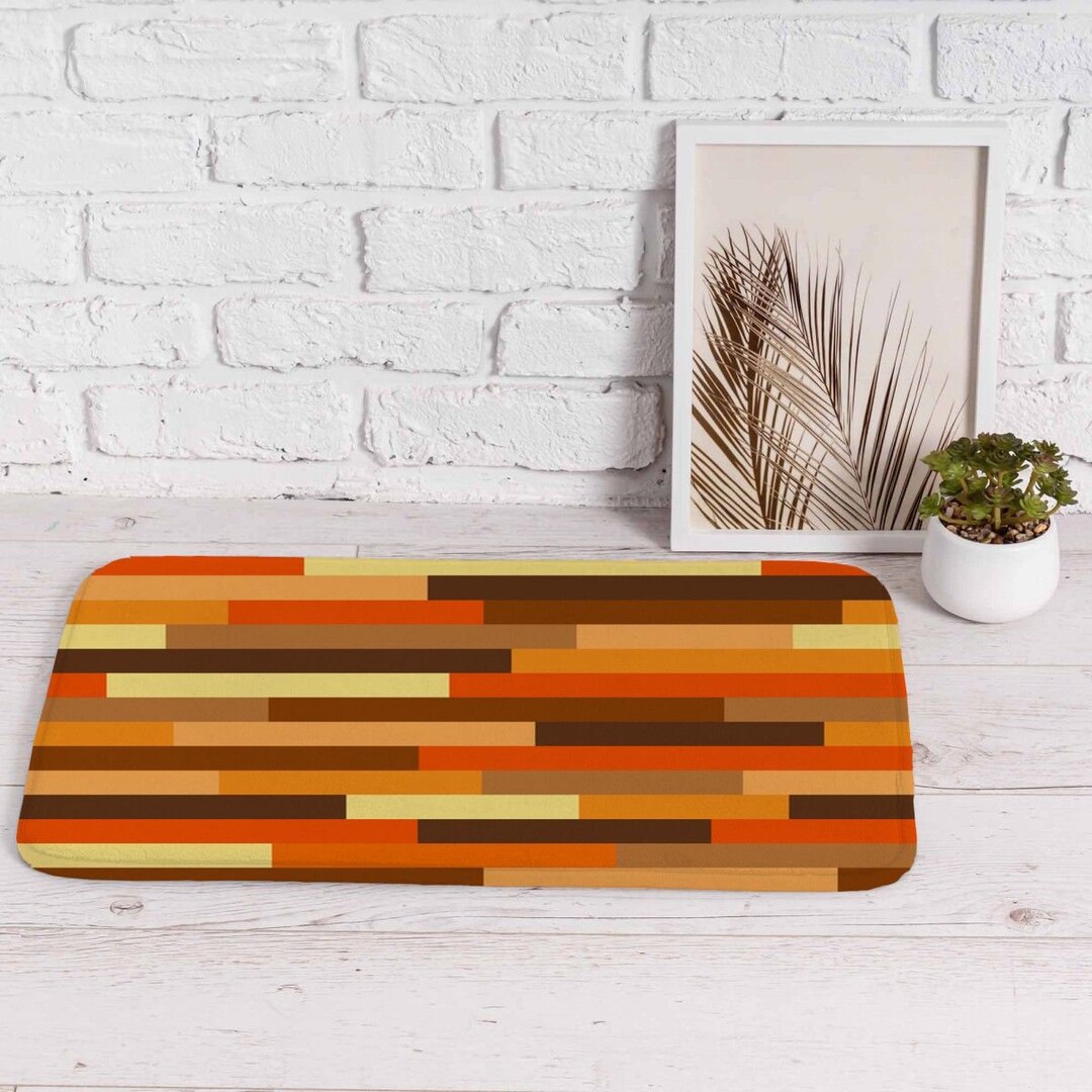 Burnt Orange Bath Mats Mid Century Modern Bathroom Rugs Etsy