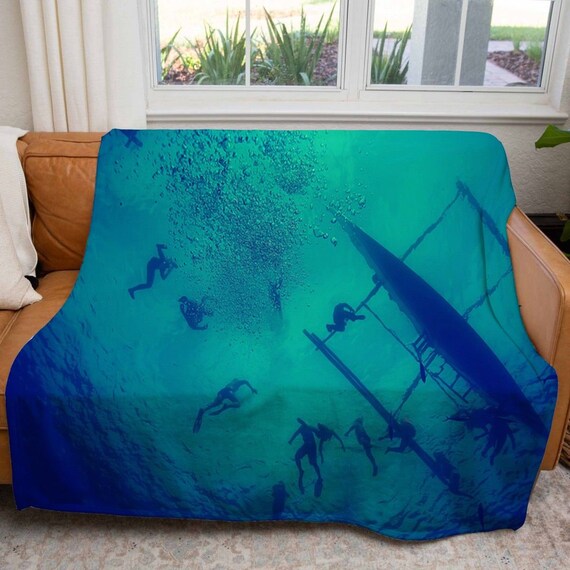 Underwater Blankets Blue and Green Throw Blanket Nature Etsy