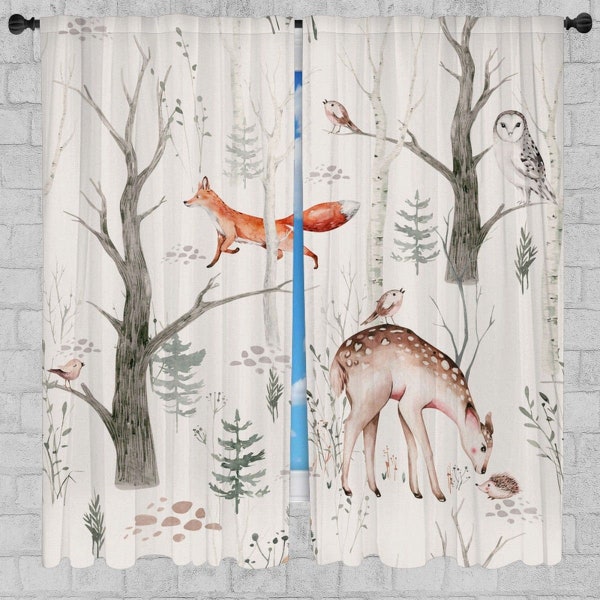 Deer Curtain Panels Etsy