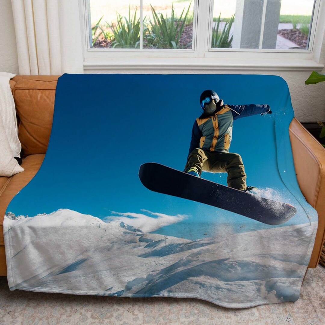 Snowboarding Blankets Snowboarder Throw Blanket Cool Fleece Blanket Winter Sports Sherpa Blanket Nature Soft Blanket Etsy