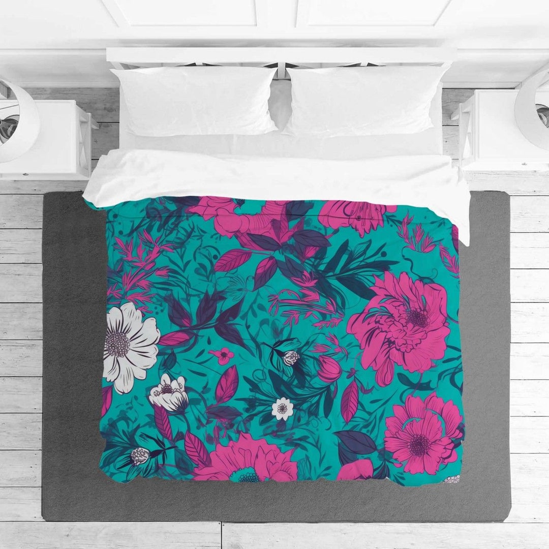 Floral Bedding Classic Bedding Set Turquoise Comforter - Etsy