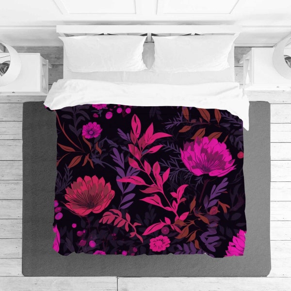 Black Botanical Duvet Cover Etsy