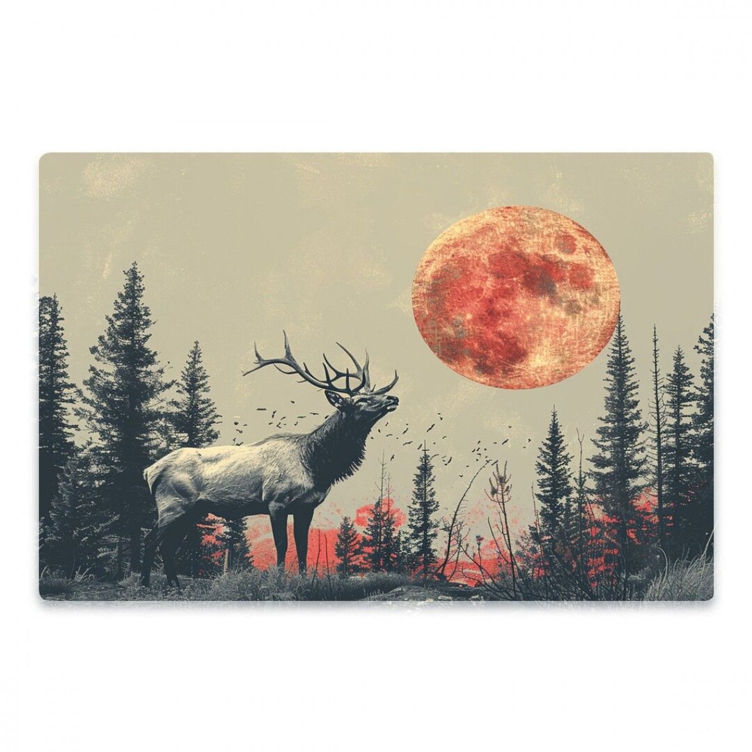 Rustic Elk Rugs Elk Rug, Wildlife Rugs, Nature Scene Area Rug, Surreal Living Room Rugs ...