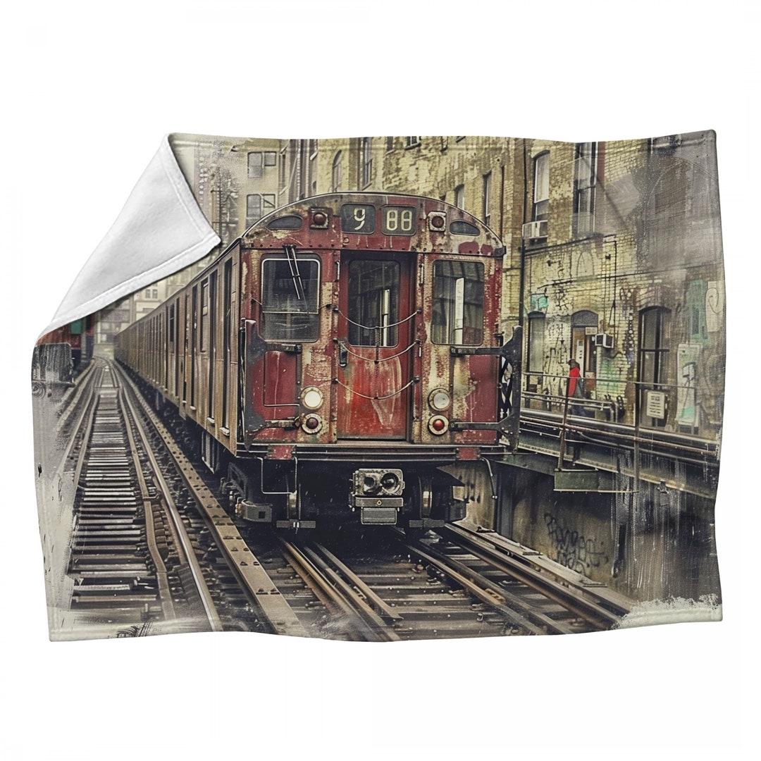 Subway Train Blanket, Transportation Blankets, Urban Transit Sherpa