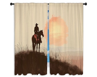 Cowboy Window Curtain: Western Rustic Home Decor