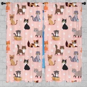 Kat Gordijnen Schattige Kittens Gordijnen Huisdierliefhebber Gordijn Panelen Cartoon Dier Gevoerde Gordijnen Kinderkamer Home Decor