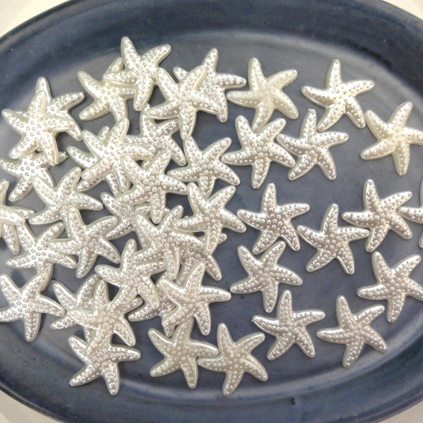 Small Ivory Off White Pearl Starfish Resin Cabochon - 18mm - Nautical - Maritime - Sea Animal