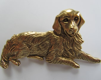 Vintage JJ Jonette Golden Retriever Dog Brooch pin