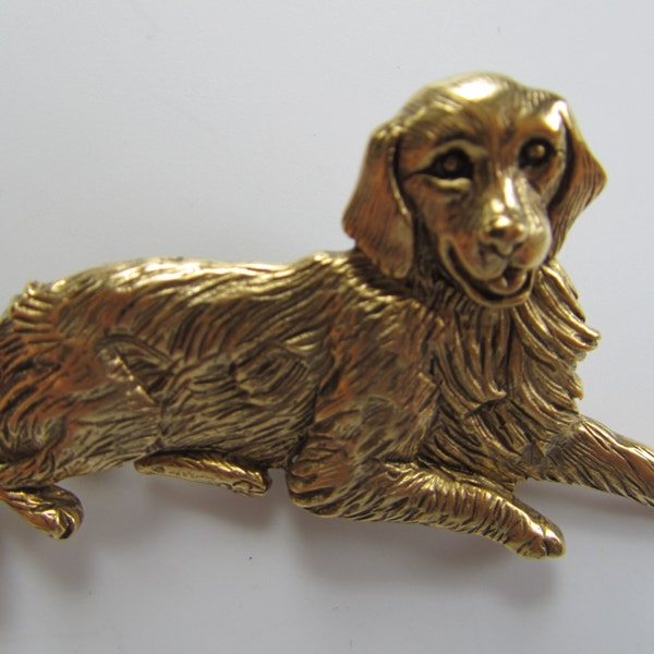 Vintage JJ Jonette Golden Retriever Dog Brooch pin