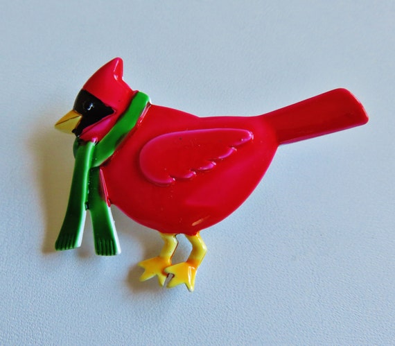 Rare JJ Jonette Bright Red Cardinal Bird With Gre… - image 1