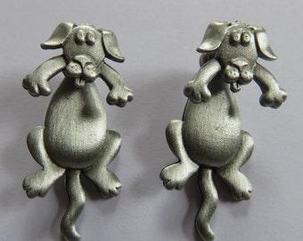 JJ Jonette Genuine Pewter 3-D Dog Pierced Earrings