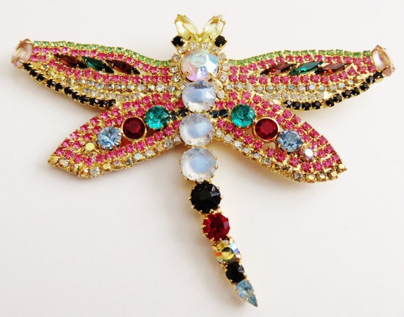 Shimmery Vintage Kenneth J Lane Huge Dragonfly Br… - image 2