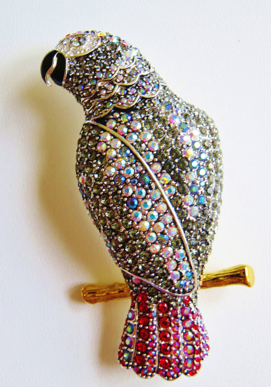 Joan Rivers Classics Collection African Grey Parrot Brooch Pin Etsy