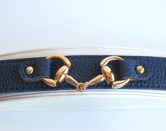 Handmade Dark  Navy Blue Leather Snaffle Bit Bracelet/ Never Worn