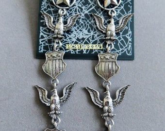 JJ Jonette Military Genuine Pewter Pierced " Let Freedom Ring" Earrings