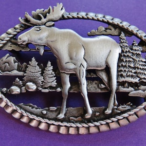 JJ Jonette Moose Emerges from Forest Brooch Pin