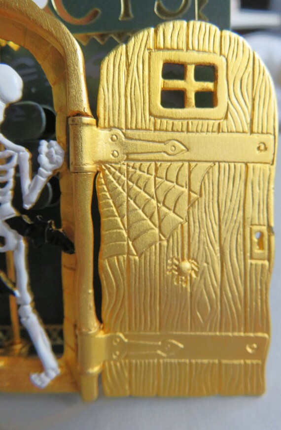 Extremely Rare JJ Jonette Halloween Skeleton Hiding Behind Door View 4