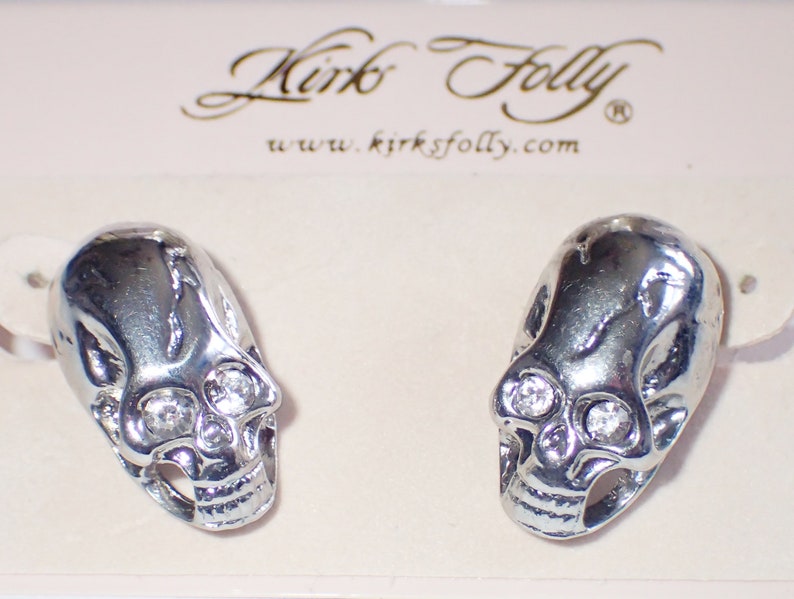 Hard To Find Kirks Folly Skeleton Head Necklace And Matching Post Earrings
