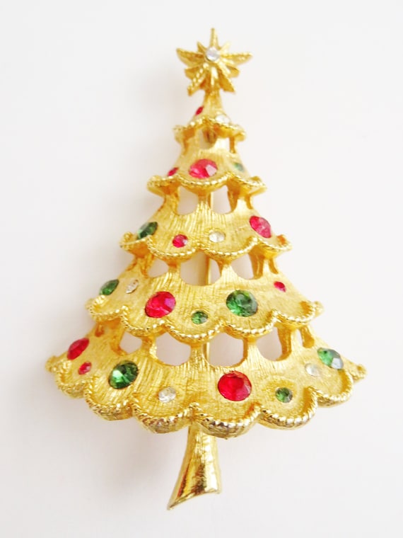 Large Mylu  Five Tiered Christmas Tree Brooch - image 1