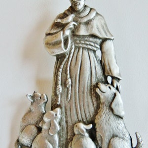 JJ Jonette Genuine Pewter Saint Francis Of Assisi Brooch Pin image 2