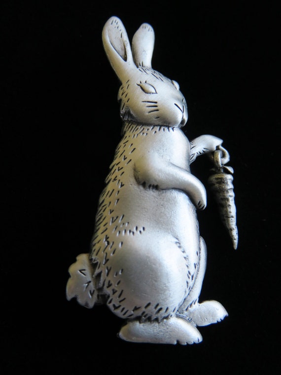 JJ Jonette Silver Pewter Bunny With Articulating … - image 2