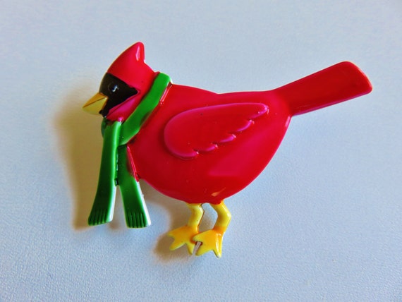 Rare JJ Jonette Bright Red Cardinal Bird With Gre… - image 3