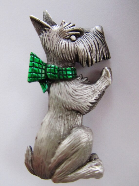 JJ Jonette Silver Pewter Scotty Dog Brooch Pin - image 4