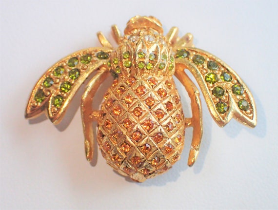 Joan Rivers Pineapple Bee Pin - image 1