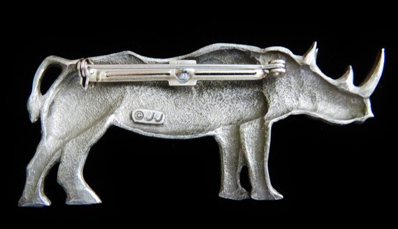 Sale/ JJ Jonette African Rhinoceros Brooch Pin - image 5