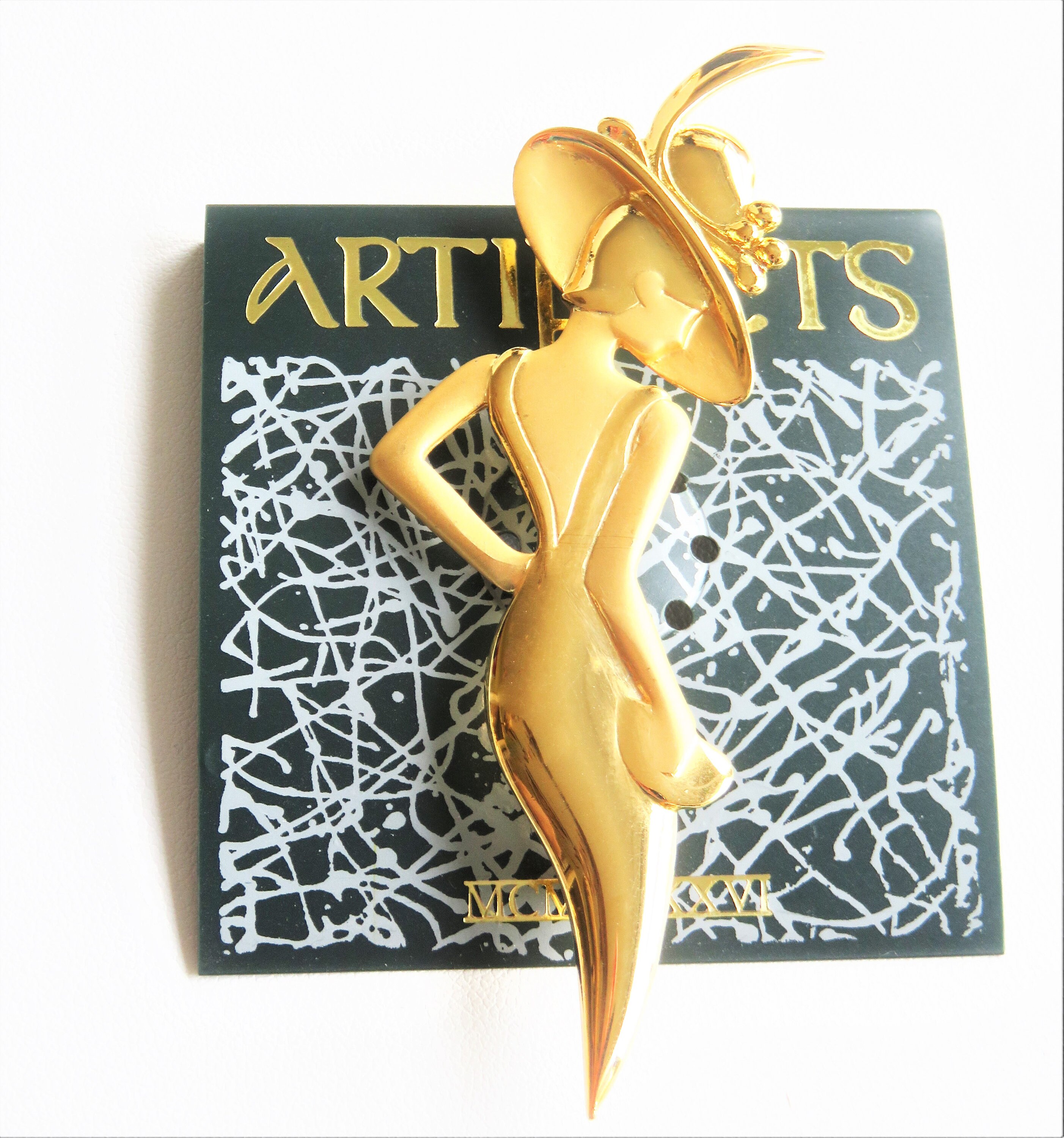 Large JJ Jonette Lady Remington Crystal Vogue Brooch Pin - Etsy