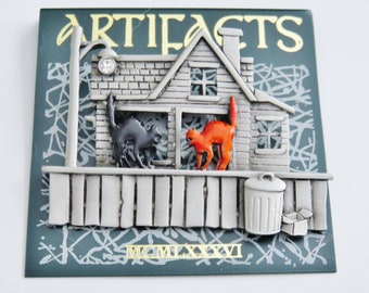 HTF/JJ Jonette "Trick Or Treat?" Cats On Porch Brooch Pin
