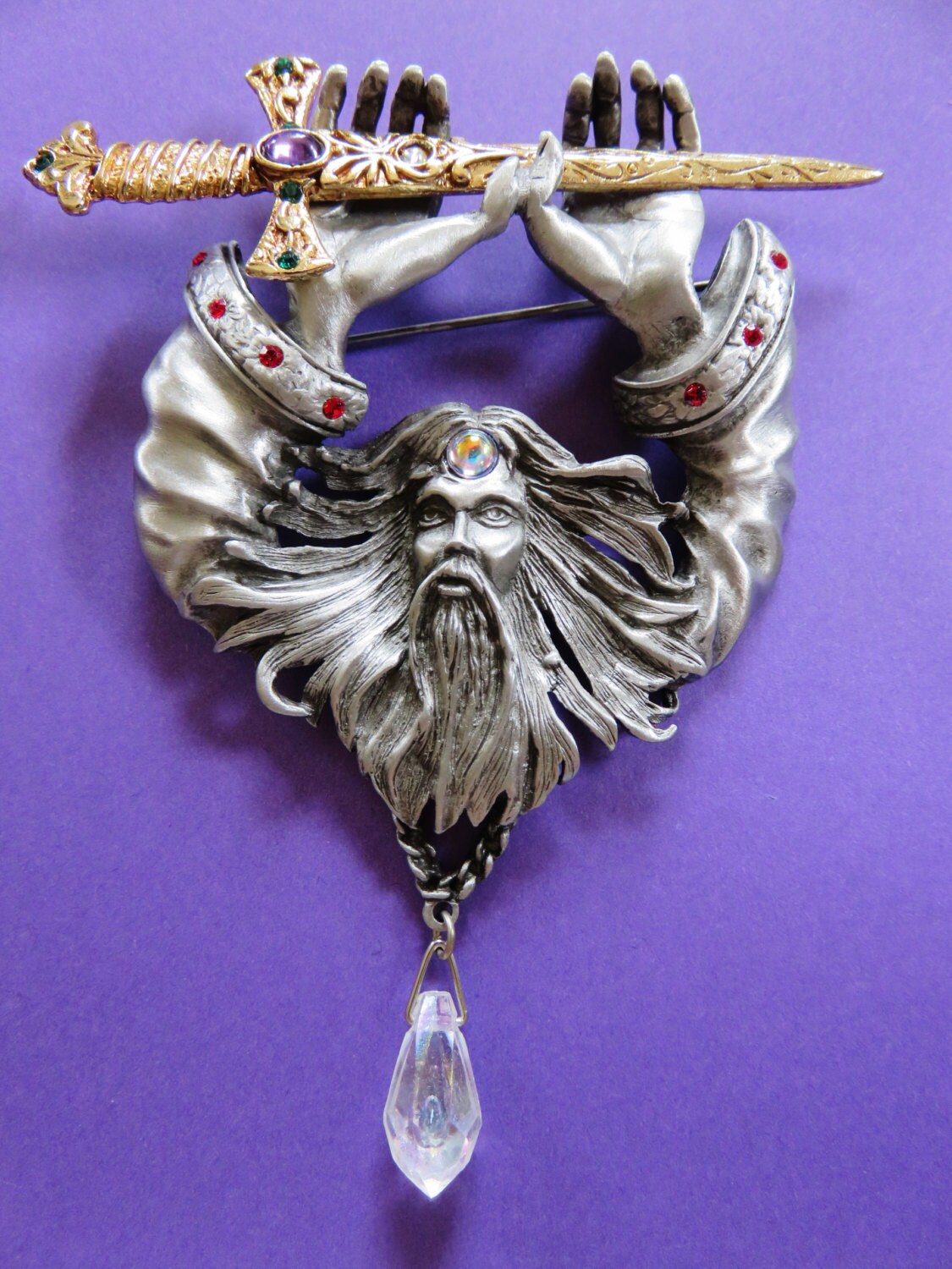 JJ Jonette Mystical Merlin The Wizard Brooch Pin