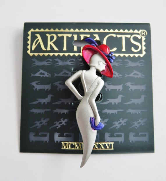 Hard To Find/ JJ Jonette Art Deco Lady In Red Hat… - image 1