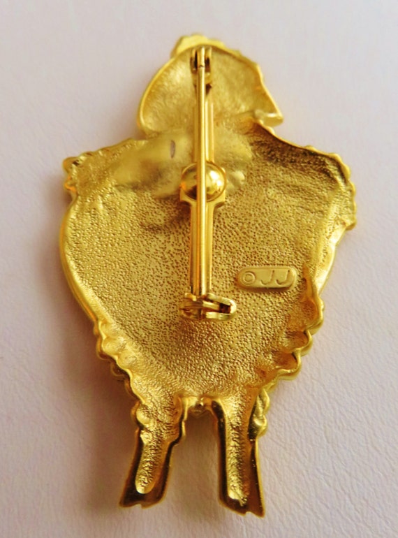 JJ Jonette Gold Tone "I Love Ewe" Brooch Pin - image 4