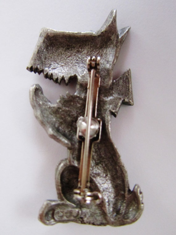 JJ Jonette Silver Pewter Scotty Dog Brooch Pin - image 5