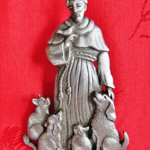 JJ Jonette Genuine Pewter Saint Francis Of Assisi Brooch Pin image 3