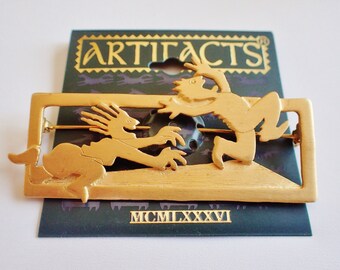 JJ Jonette Whimsical Woman Chases The Man Of Her Dreams As He Runs Away Brooch Pin