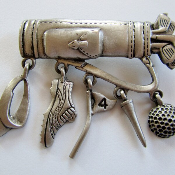 JJ Jonette Silver Pewter Golf Bag With Five Dangling Charms