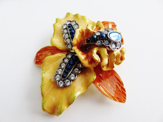 Rare Breathtaking Joan Rivers Bejeweled Orchid Br… - image 3