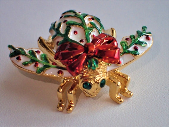 Joan Rivers Mistletoe Bee Pin/New - image 4