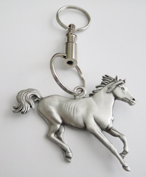 Pewter Galloping Horse Keychain