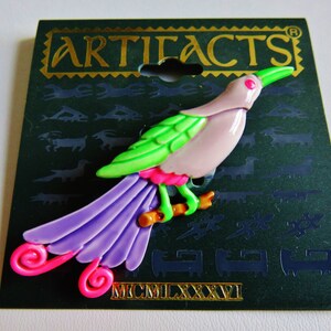 Very Colorful Bird Of Paradise Brooch Pin image 1