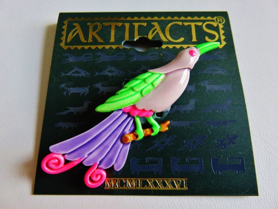 Very Colorful Bird Of Paradise Brooch Pin - image 1